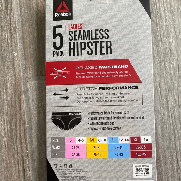 Reebok Ladies 5pk Seamless Hipsters Different sizes - Picture 5 of 6